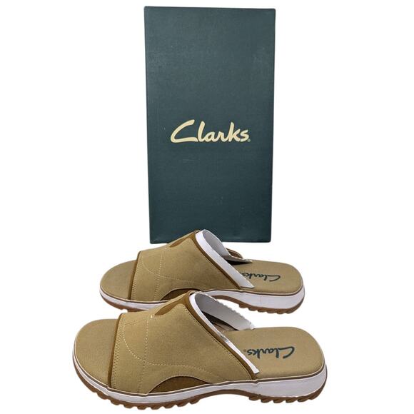 Clarks Dream Beige Slide Sandals Women’s Size 8 M – Comfort Slip-On – NWT - Picture 1 of 4
